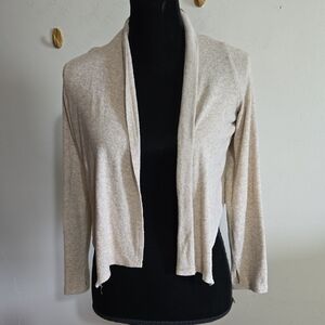 Cream Open Front Cardigan Sweater Size Md Geometric Soft Yoga Wrap